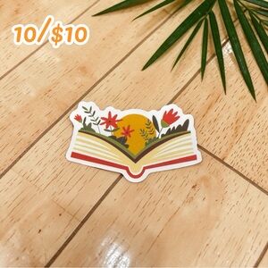 Open Book Garden Sticker – Book Lover Nature Vinyl Decal Reading Planner Sticker